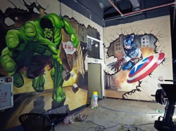 3D綠巨人美國隊(duì)長【3D壁畫】